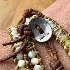 Chan Luu | Green and White Leather Wrap Bracelet